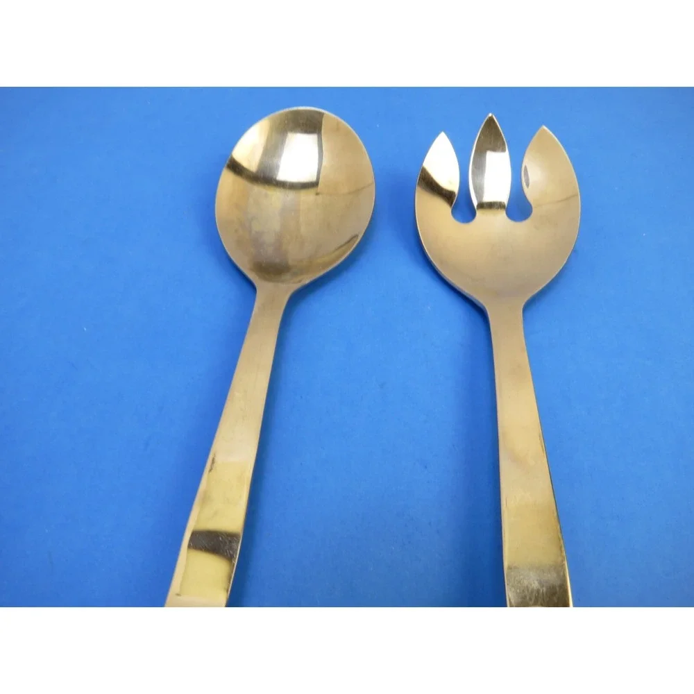 Adcraft Boho Artsy Salad Spoon and Fork Set Beaded Metal Wire Wrapped